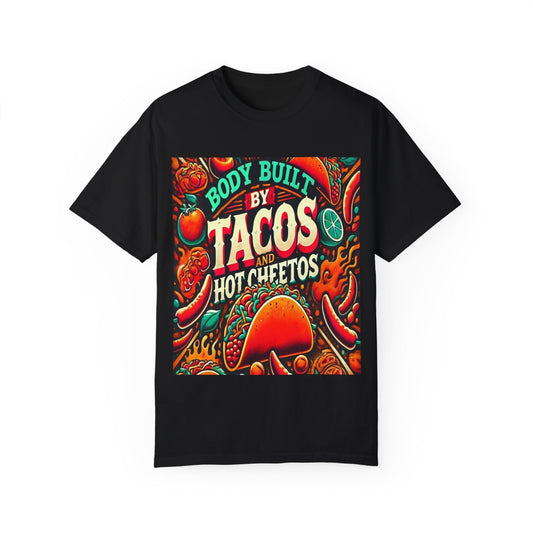 Unisex Adult Graphic Tee - Body Built By Tacos And Hot Cheetos